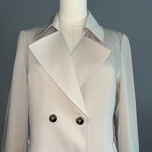 KORADIOR CLASSIC BEIGE DOUBLE BREASTED BELTED TRENCH COAT WOMEN'S EU 40 = US 10 - Picture 3 of 13